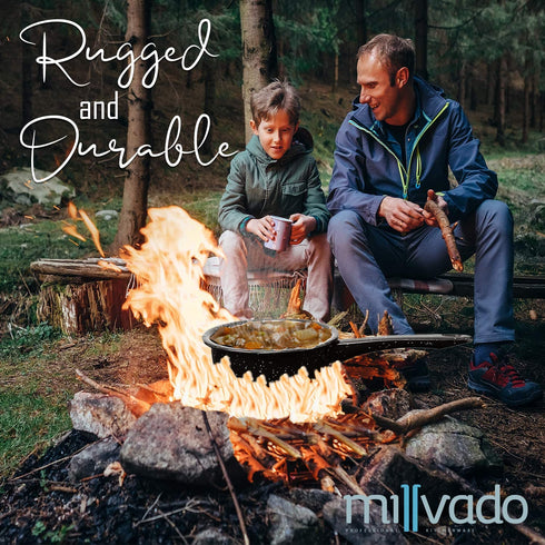Millvado 2 Quart Granite Saucepan: Naturally Nonstick Sauce Pots - Speckled Enamel Ware Cookware - Small Sauce Pan for Cooking and Boiling - Granite Cooking Pot for Stovetop, Campfire, Outdoor Stove