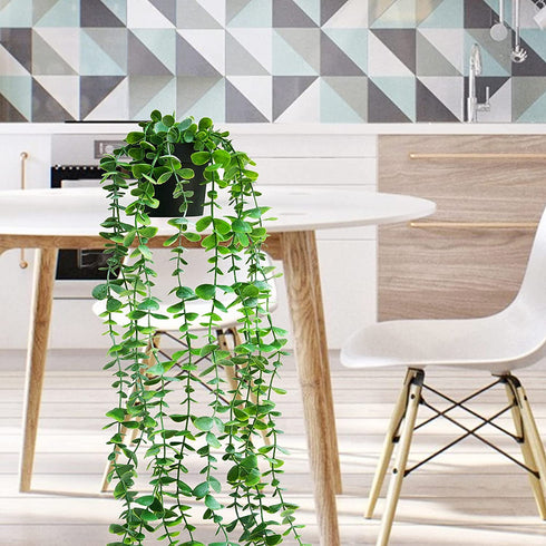 Fake Hanging Plant Potted 22" Artificial Plant for Home Bedroom Decor Faux Greenery Decor Vine with Pot for Floating Shelf Decoration