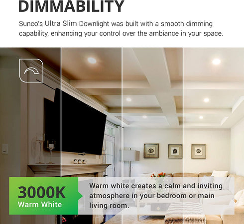 Sunco Lighting 6 Inch Slim LED Downlight with Junction Box, 14W=100W, 850 LM, Dimmable, 3000K Warm White, Recessed Jbox Fixture, Simple Retrofit Installation - ETL & Energy Star 2 Pack