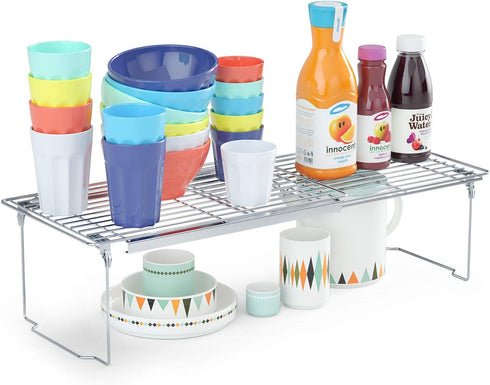 Cabinet Shelf Organizers, Expandable Shelf Organizer, Adjustable 16.7"-24.8" Length Thickened Pantry Shelf Cabinet Organizers and Storage for Kitchen Cupboard Bathroom Counter