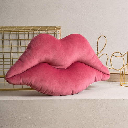 Ashler 3D Lips Throw Pillows Smooth Soft Velvet Insert Included Cushion for Couch Bed Living Room, Pink, 20 X 11 inches