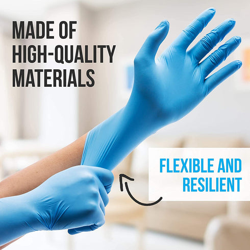 Huayuan Powder-Free Nitrile Disposable Exam Gloves, Industrial Medical Examination, Latex Free Rubber, Non-Sterile, Food Safe, Textured Fingertips, Ultra-Strong, 100 Pack, Blue Size Extra-Large