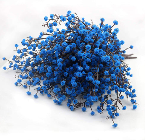 LUCKY SNAIL Artificial Flowers, 5 PCS Babys Breath Artificial Flowers Bulk Artificial Gypsophila Bouquets Real Touch Fake Flowers for Wedding Home Party Office Table Centerpiece Decor (Blue)