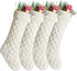 Kunyida Pack 4,18" Unique Ivory Cream Knit Christmas Stockings for Holiday Decor