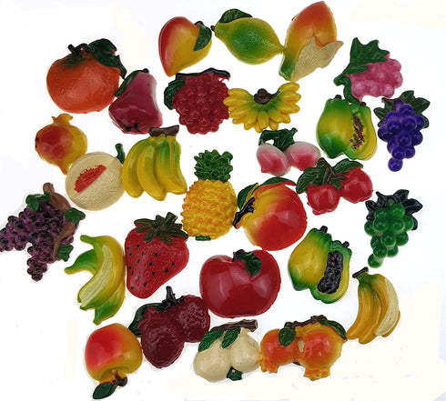 Miswee random 12Pcs creative 3D resin fruit vegetables fridge magnets funny cute decoration refrigerator magnet accessories office school whiteboard magnet (Random 12 style fruits)