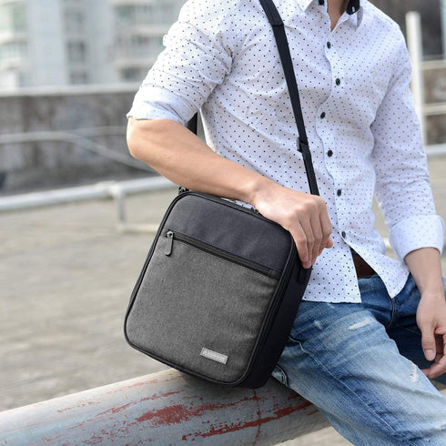 Lunch Box with Padded Liner,Amersun Spacious Insulated Lunch Bag Durable Thermal Lunch Cooler Pack with Strap for Men Women Boys Girls Adults School Sport Beach Picnic Work Camp,2 Pocket(Black Gray)
