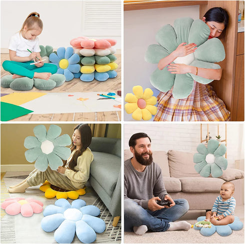 Flower Pillow Flower Floor Pillow Cute Pillows Aesthetic Daisy Pillow Flower Floor Pillow Seating Cushion Flower Pillow Indie Flower Shaped Pillow (Green)