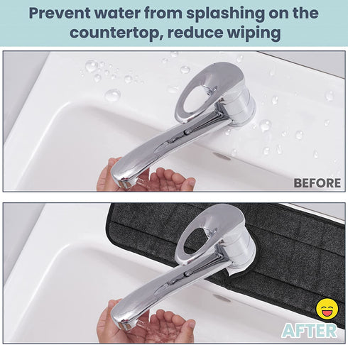 Kitchen Sink Faucet Absorbent Mat,Faucet Splash Catcher Wrapround Sink Splash Guard,Microfiber Cloth Dish Drying mat,Water Drip Catcher,Sink Protectors for Kitchen Counter,Bathroom,RV (1 Pack, Black)