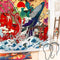 DESIHOM Cool Japanese Shower Curtain Funny Anime Octopus Shower Curtain Asian Wave Shower Curtain Ocean Theme Polyester Fabric-72" x 72"