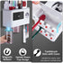 Toothbrush Holders Wall Mounted, Yoobure Automatic Toothpaste Dispenser Set for Bathrooms, Multifunctional Bathroom Organizer Holder with Cosmetic Drawer, 2 Magnetic Cups and 6 Toothbrush Slots