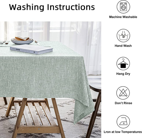 JSFLY Waterproof Cotton Linen Tablecloths Rectangle Dining Table Cloth, Wipe Clean Indoor & Outdoor Table Cover for Buffet Party and Banquets, 2 Table Mats?54"x70"? Greyish Green