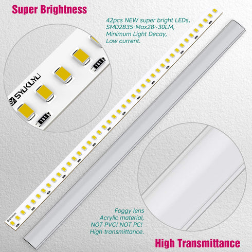 Wireless Cabinet Lighting Dimmable Remote Control Super Bright Led Under Cabinet Lighting Wireless for Closet Kitchen Shelf Counter Case,3PCS 1 feet Led Rigid Strip Warm White 3000K 12W 1500 Lumens