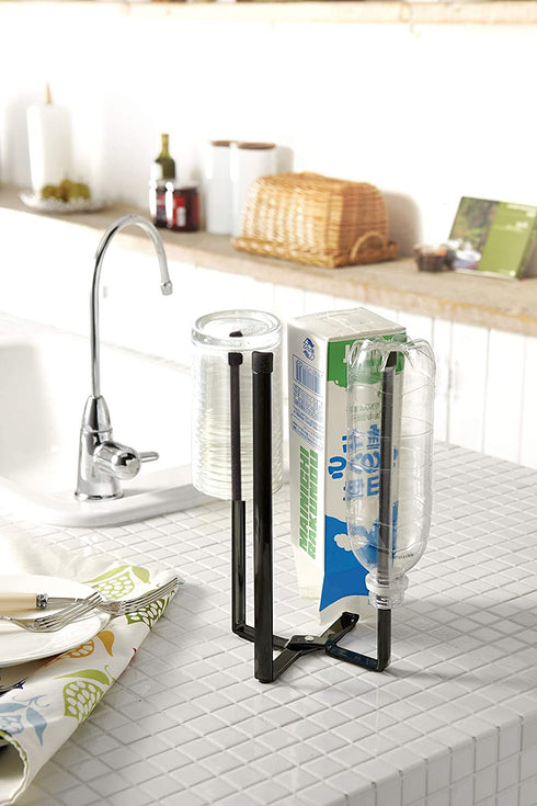 YAMAZAKI home 6785 Kitchen Multi Eco Stand-Multifunctional Plastic Bag Holder, One Size, Black