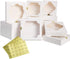 24 Pcs White Paper Baking Boxes with Stickers, Christmas Cookie Pie Box, Holiday Pastry Boxes in 2 Sizes 10X10X2.5 inch and 8X8X2.5 inch, Valentine's Day Wedding Party Favor Supplies