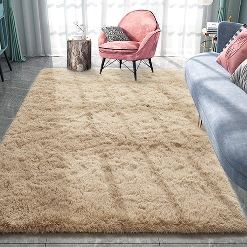 Pacapet Fluffy Area Rugs, Beige Shag Rug for Bedroom, Plush Furry Rugs for Living Room, Fuzzy Carpet for Kid's Room, Nursery, Home Decor 3 x 5 Feet