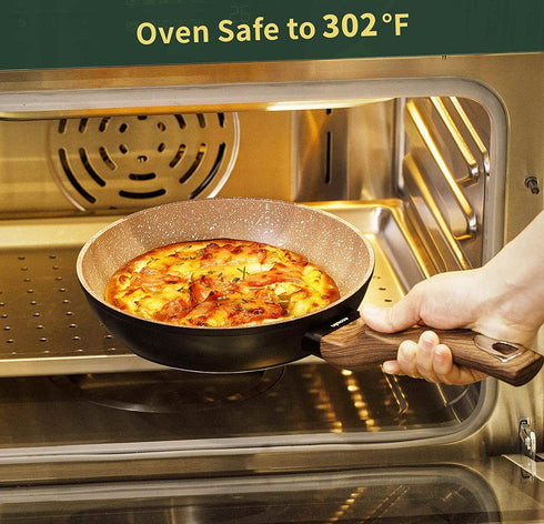 Ecowin Small Frying Pan Nonstick Skillet, Granite Coating Omelette Pan, Oven Safe Skillet Pan with Keep Cool Handle, PFOA Free, Suitable for All Stoves, 8 Inch