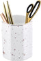 Ceramic Pen Holder StandDurable Ceramic Pencil Cup Decor Organizer to Hold Makeup Brushes, Eyebrow Pencils,Combs, Pens,Pencils and so on. Phnom Penh Modern Storage Ideal Gift for Office Home (White)