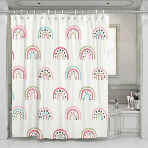 ScarJamFam Rainbow Shower Curtain 72" x 72"/ Easy to Clean Boho Shower Curtain/ Washable Kids Shower Curtain Rainbow Decor/ Cute Shower Curtains Boho