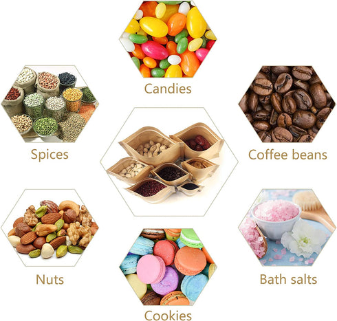 100 Pcs Resealable bags,4.7" x 7.9" Stand Up Kraft Paper Bags with Matte Window, Zip Lock Food Storage Bags for Packaging Products, Reusable, Sealable