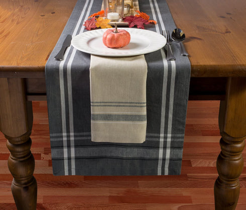 DII Kitchen Essentials Everyday French Stripe Tabletop Collection, Napkin Set, 20x20, Taupe/Black, 6 Piece