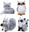 4 Pieces Plush Animal Ornament Woodland Fur Animal Ornaments Furry Animal Ornament Christmas Hanging Ornament for Christmas Tree Decoration (Brown)