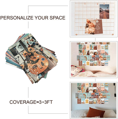 PROCIDA Teen Girl Room Decor Aesthetic, Collage Kit for Wall Aesthetic Boho Peach Beach Picture Wall Collage Kit Aesthetic, VSCO Girls Bedroom Decor, Photo Collage Kit,Dorm Wall Decor 50 Set 4x6 inch