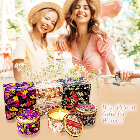 BRIOJOY Candle Gift- Scented Candle Gift Set for Women, Wife, Sister, Girlfriend - Natural Soy Candle for Home, Spa Relaxing - Mom Gift - Gifts for Women, Mothers - Anniversary, Birthday, Friend Gift