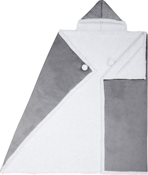 Safdie & Co. 65914.ECZ.74 Premium Wearable Hooded Adult Women and Men 71"x51"-Super Soft, Lightweight, Microplush, Cozy and Functional Throw Blanket (Silver), 52 in x 72