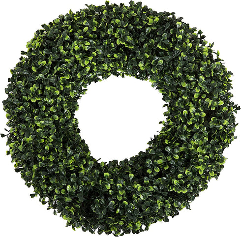 Pure Garden Boxwood, Artificial Wreath-16.5 inches, 16.5x4.5, Green