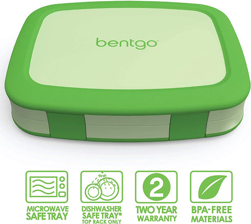 Bentgo® Kids Children™s Lunch Box - Leak-Proof, 5-Compartment Bento-Style Kids Lunch Box - Ideal Portion Sizes for Ages 3 to 7 - BPA-Free, Dishwasher Safe, Food-Safe Materials (Green)