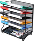 Samstar Letter Tray Organizer, 6-Tier Mesh Desk File Organizer Paper Sorter Holder File Rack Shelves, Black