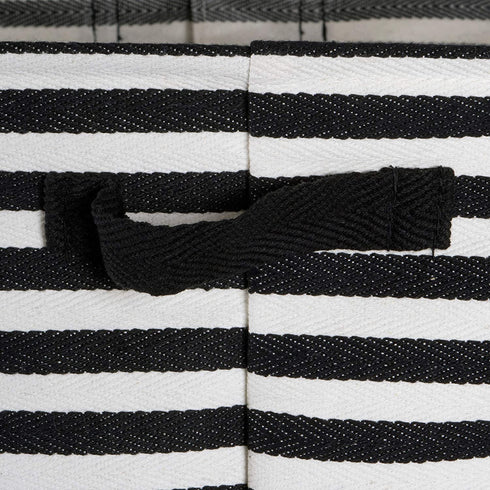 DII Laundry Storage Collection Cabana Stripe Collapsible and Waterproof Bins, Small Rectangle, 12x7.5, Black, 2 Piece