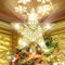 Christmas Tree Topper Star Lighted with Rotating Snowflake LED Projector, Gold Star 3D Glittered Christmas Xmas Tree Decorations Projector Angle Adjustable
