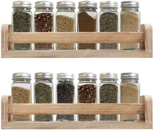 Halcent Wall Shelf Wood Floating Shelves Bookshelf Kitchen Spice Rack Rustic Display Shelf (2 Pack)