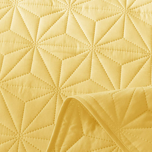 Whale Flotilla Microfiber Twin Size (68x88 inches) Quilt Set Lightweight Quilted Bedspreads Coverlets Set with Stars Pattern, Yellow, 2 Piece (1 Quilt, 1 Sham)