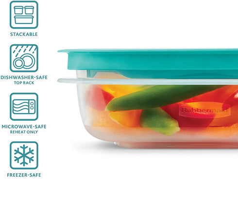 Rubbermaid EasyFindLids with Press & Lock Leak Proof Lids Food Storage Set, Meal Prep Containers, 12 Piece, Clear