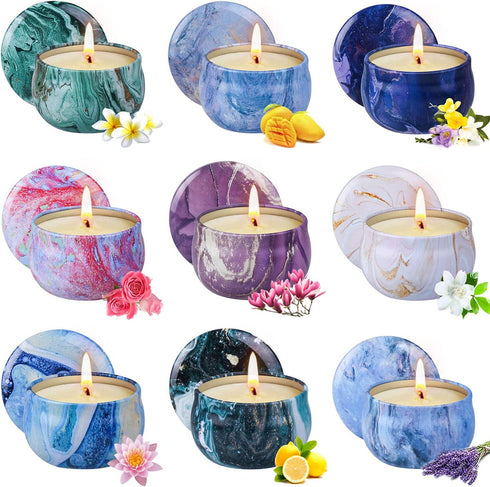 Scented Candles Gift Set for Women, 9 Pack Aromatherapy Candles for Stress Relief & Valentine's Day Gift, Soy Wax Candles Include Vanilla, Rose, Lavender, Jasmine