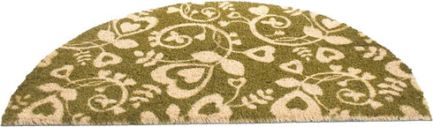 Imports Decor Half Round Vinyl Back Coir Doormat, Heart Swirls, 18-Inch by 30-Inch