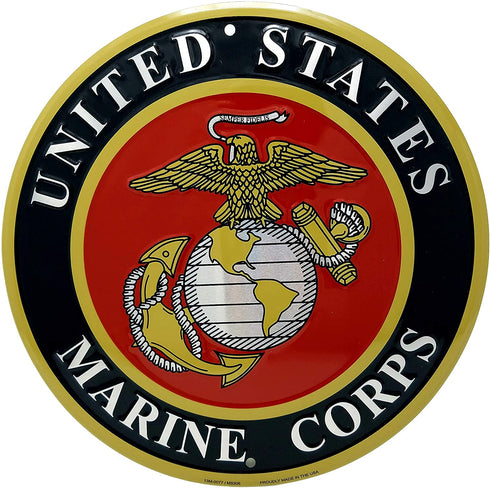 Ramsons Imports U.S. Marine Corps Emblem 12" Round Metal Sign, Made in USA