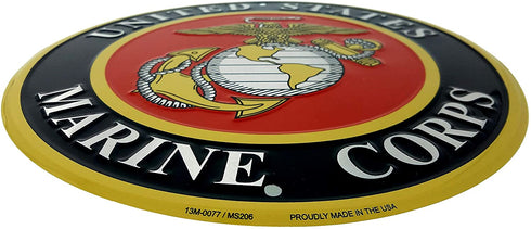 Ramsons Imports U.S. Marine Corps Emblem 12" Round Metal Sign, Made in USA