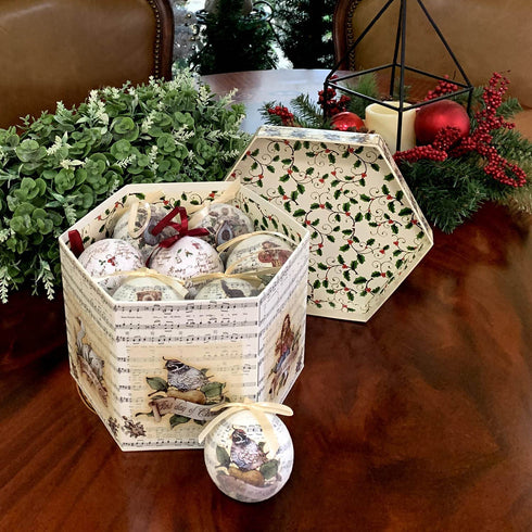 FAVRD 12 Days of Christmas Ornaments Set Shatterproof Christmas Tree Decorations Christmas Decor Holiday Decorative Hanging Ornaments, Set of 14, Each Ornament 3 Inch Diameter, 3.5 Inch High, Beige