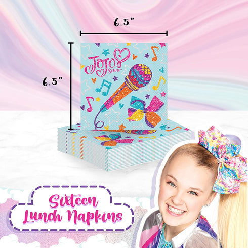 Unique JoJo Siwa Dinnerware Party Bundle | Dinner & Dessert Plates, Luncheon Napkins, Table Cover | Kids Girl Birthday Party Decor Officially Licensed