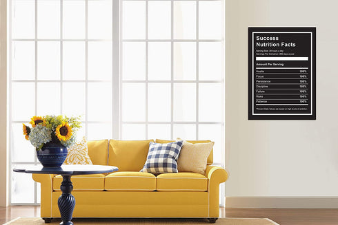 Success Nutrition Facts Canvas Art -Motivational Inspirational Entrepreneur Quotes Poster Print -Modern Picture Painting Framed for Living Room Office Wall Decor-12" x 16"