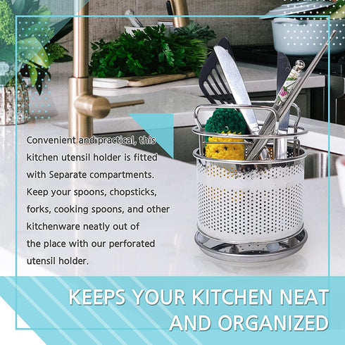 Sink Caddy Kitchen Utensil Holder - with Removable Drip Tray - Dish, Bottle Brush, Sinkware Organizer