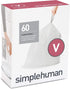 simplehuman Code V Custom Fit Drawstring Trash Bags in Dispenser Packs, 16-18 Liter / 4.2-4.8 Gallon, White 60 Liners