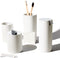 Sleek White Bathroom Accessory Set 4 Pcs complete bathroom set. Modern bathroom decor. Bathroom organizer. Accesorios para ba±os. Industrial bathroom accessories. Toothbrush holder Soap dispenser set.
