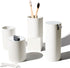 Sleek White Bathroom Accessory Set 4 Pcs complete bathroom set. Modern bathroom decor. Bathroom organizer. Accesorios para ba±os. Industrial bathroom accessories. Toothbrush holder Soap dispenser set.