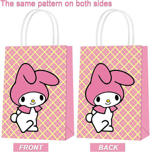 UINE 16 Pack Kuromi and My Melody Party Bags paper bags, Kuromi Bags for Kids Birthday,Candy Treat Bags for Boys Girls Kuromi Birthday Party Supplies