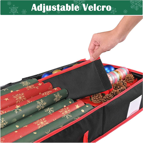 Yescom Christmas Wrapping Paper Storage Box Divider Xmas Decor Organizer Container, Black