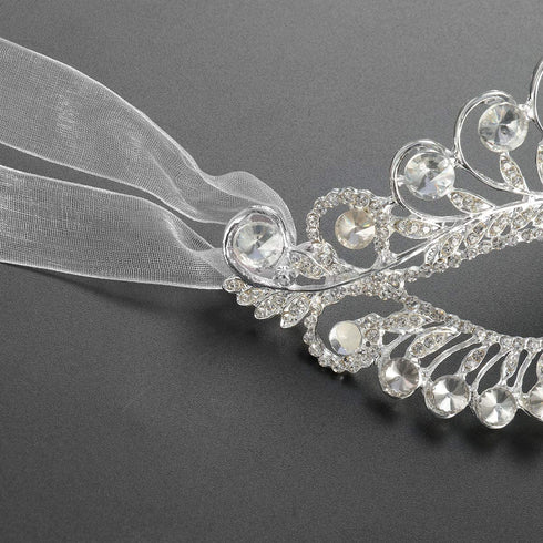 OULII Masquerade Mask Luxury Diamond Rhinestone Fancy Mask Party Crown Mask for Women Lady